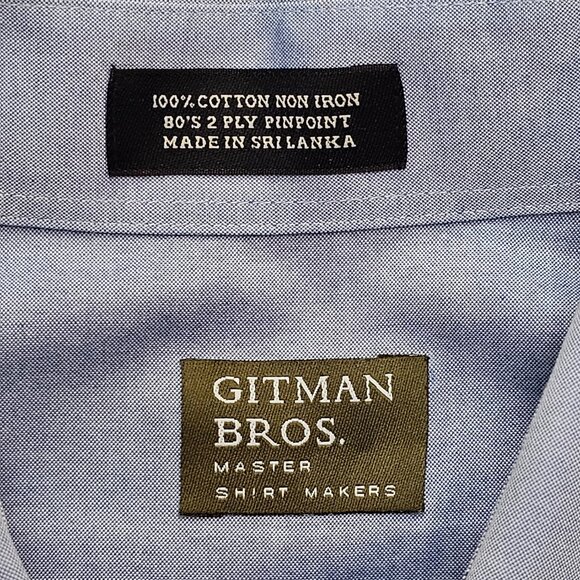 Gitman Brothers Non-Iron 2 Ply Pinpoint Oxford Button Down 16.5 - Picture 4 of 7